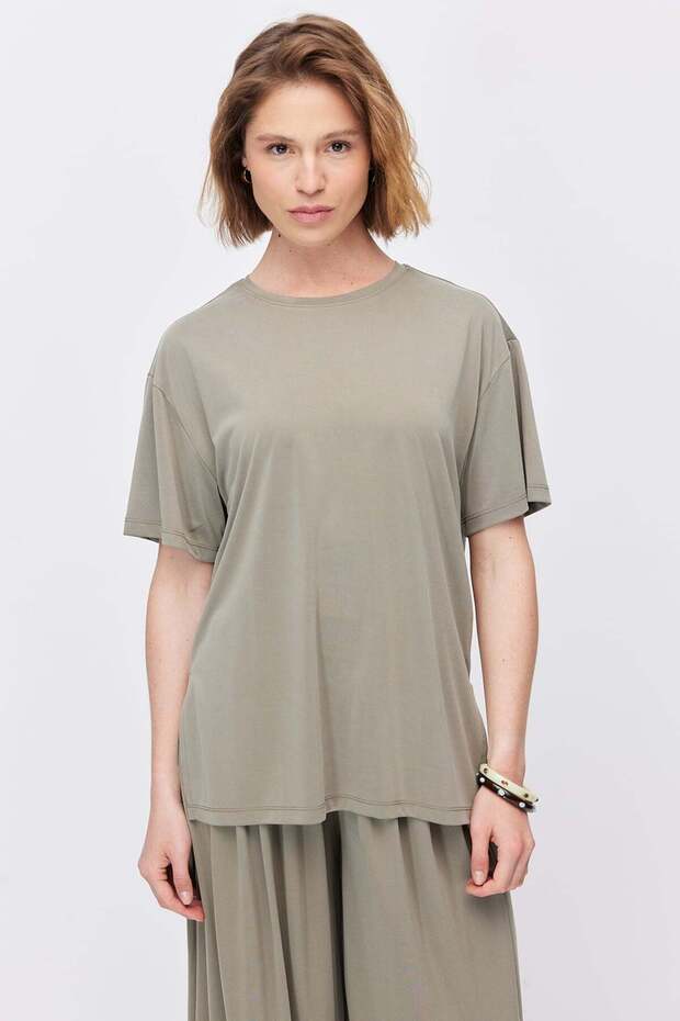 Women's Soft Textured T-Shirt with Side Slits