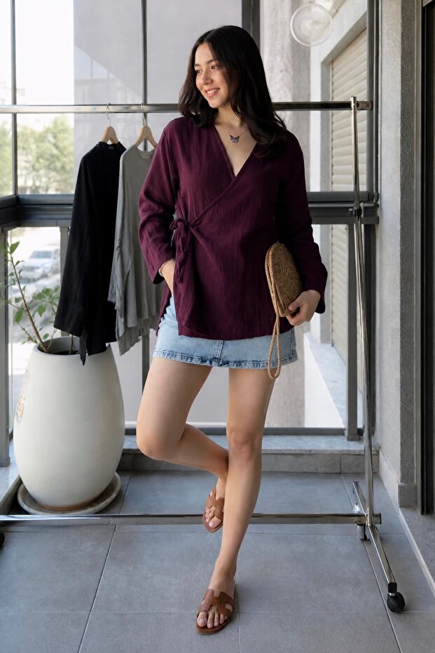 Tie-Up Muslin Kimono Jacket My3535 - 2