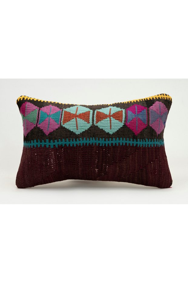 Handmade Vintage Throw Pillow Cover Made from Old Kilim, Wool, 30X50 cm
