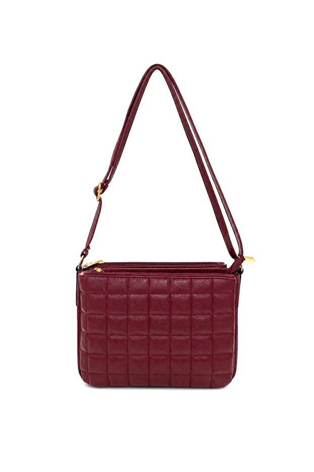 Women's Faux Leather Quilted Patterned Crossbody Bag with Adjustable Strap