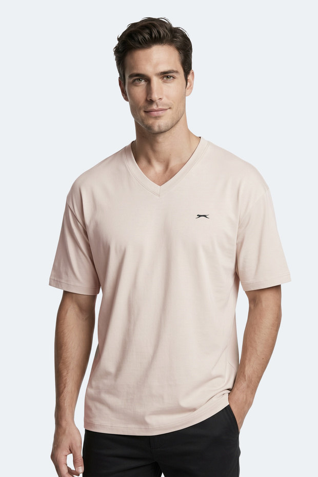 Katre Men's V-Neck Beige T-Shirt