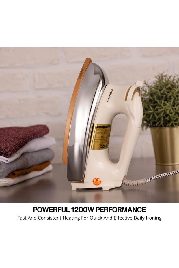 Electric Dry Iron, 1200W, 1.9 kg Heavy Dry Iron, Non-Stick Soleplate, Automatic Thermostat Cut