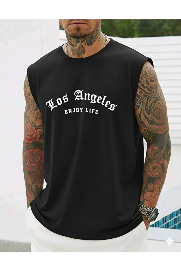 Los Angeles Enjoy Life Printed Men's Zero Sleeve Athlete Tshirt