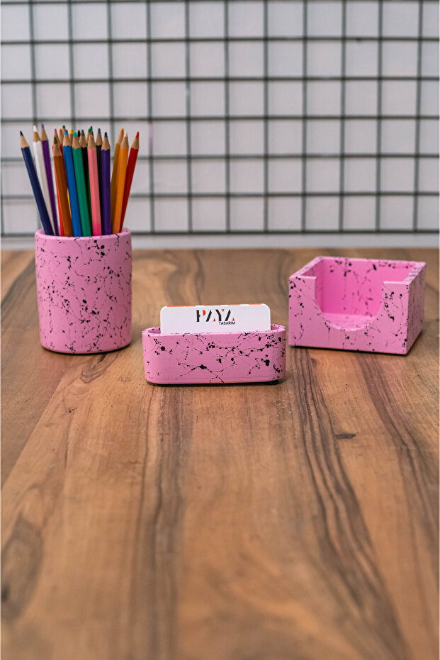 CONCRETE OFFICE SET PEN HOLDER NOTEBOOK HOLDER BUSINESS CARD HOLDER