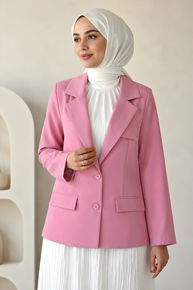 Pink Lined Blazer Dabıl Jacket - 1