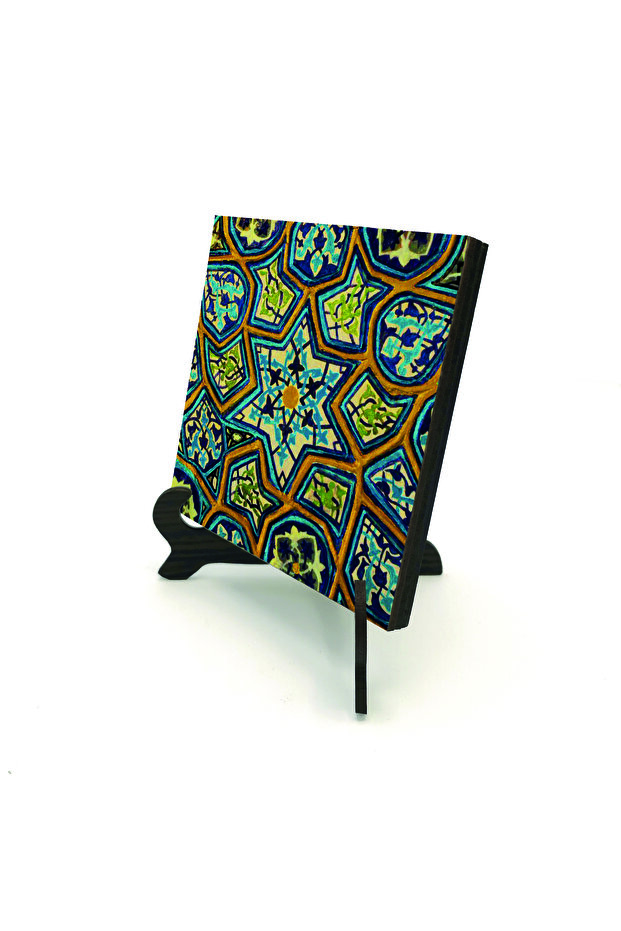 Istanbul green mosque mihrab motif printed mdf tabletop 10x10 1g-greencamidesen1