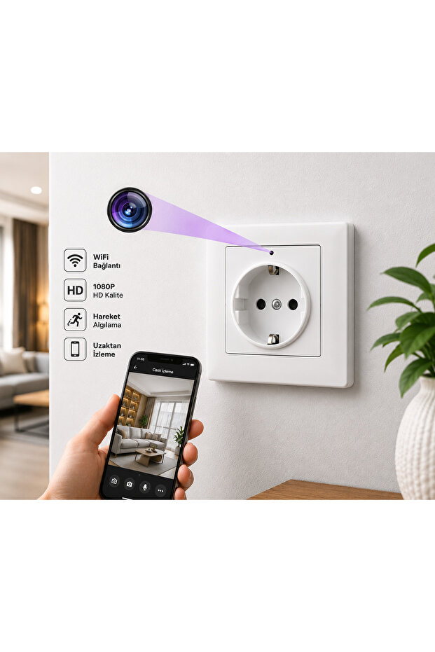 intermax Bebek Hasta Bakıcı Güvenlik Priz Gizli Kamera 4K 1080P HD Wİ-Fİ CCTV Kamera