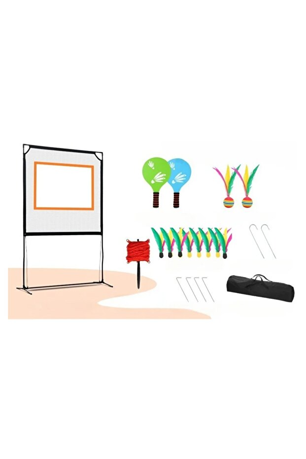 Sport Paddle Game Set with 2 Paddles Shuttle Birds with Net for Indoor and Outdoor Play