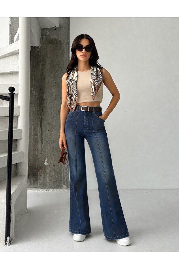 Tinted Patterned Front Leg with Belt Spanish/Flare Cuff