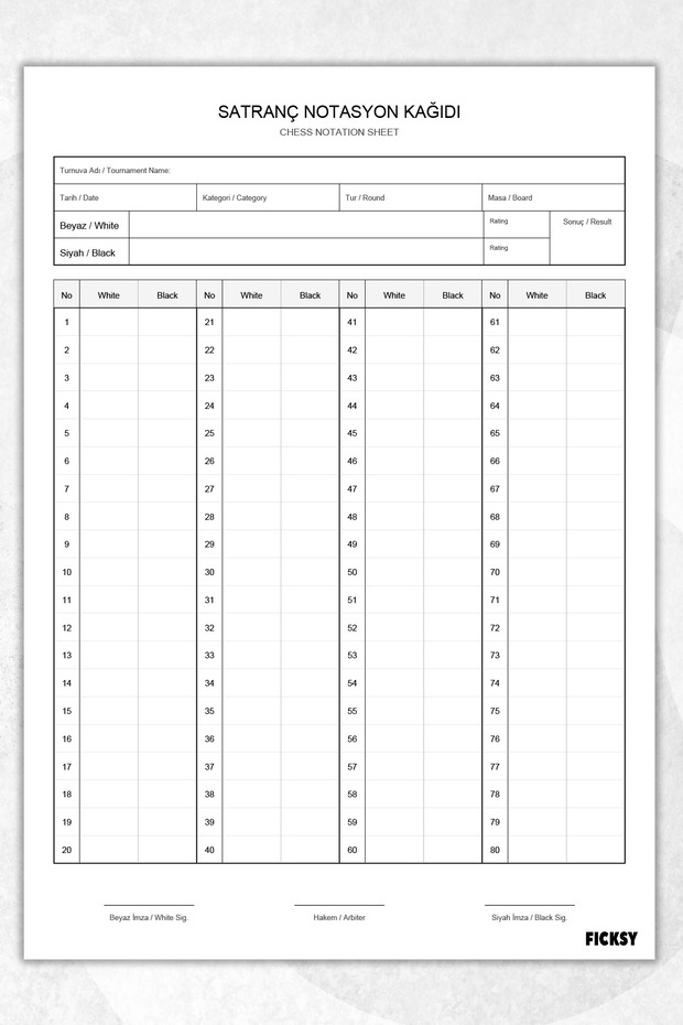 ورقة تخطيط الشطرنج - حجم A5 - 50 ورقة - ورقة تخطيط الشطرنج - ورقة تسجيل نتائج الشطرنج