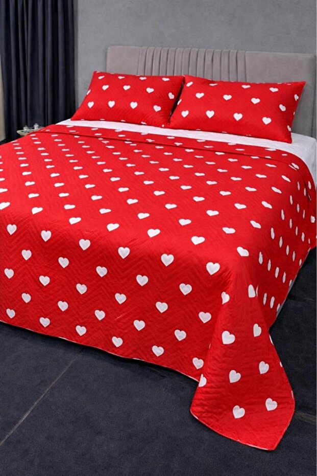 Ultrasonic Quilted Leman Double Pique Set 195X235 cm Red