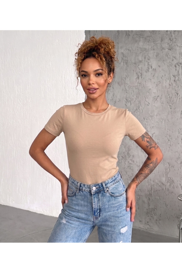 Viscose Fabric Short Sleeve Crew Neck T-Shirt