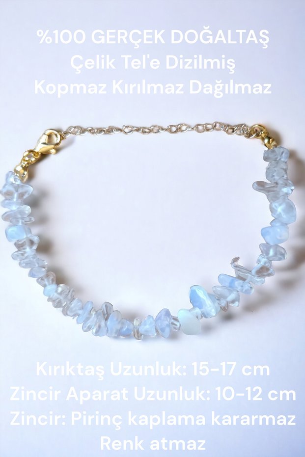 Moonstone Stone Broken Stone Bracelet Transparent Stone Brass Plated Extension Chain Bracelet