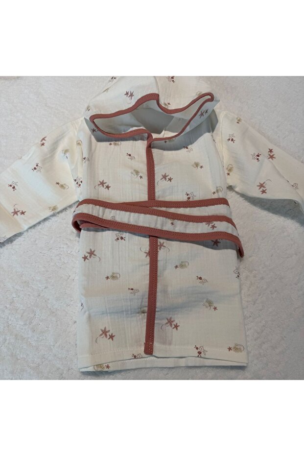 Baby Girl Gots Label Bathrobe Set - 100% Organic Muslin - Pink-Ecru