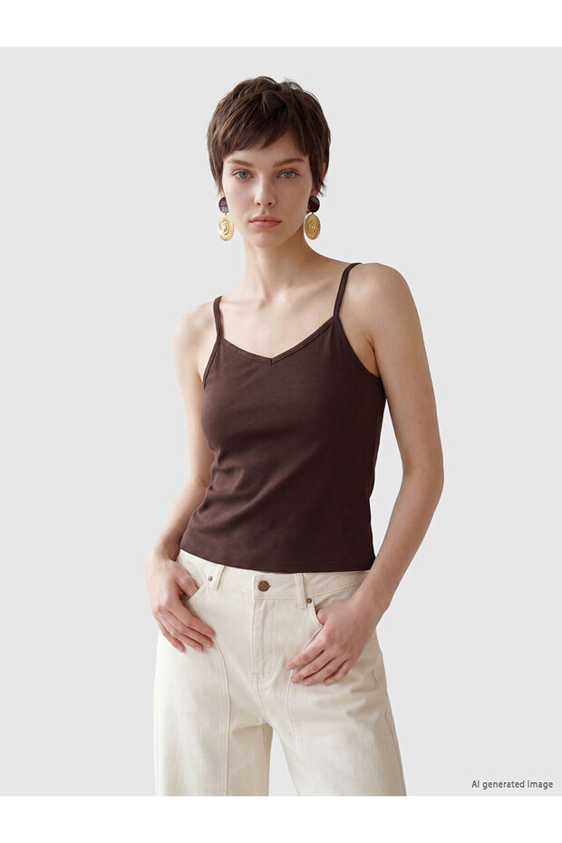 Vizyon New Season V-Neck Rope Strap Women's Undershirt 4-Piece Set