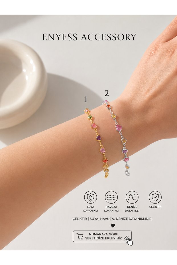 Heart Zircon Stone Steel Bracelet for Women