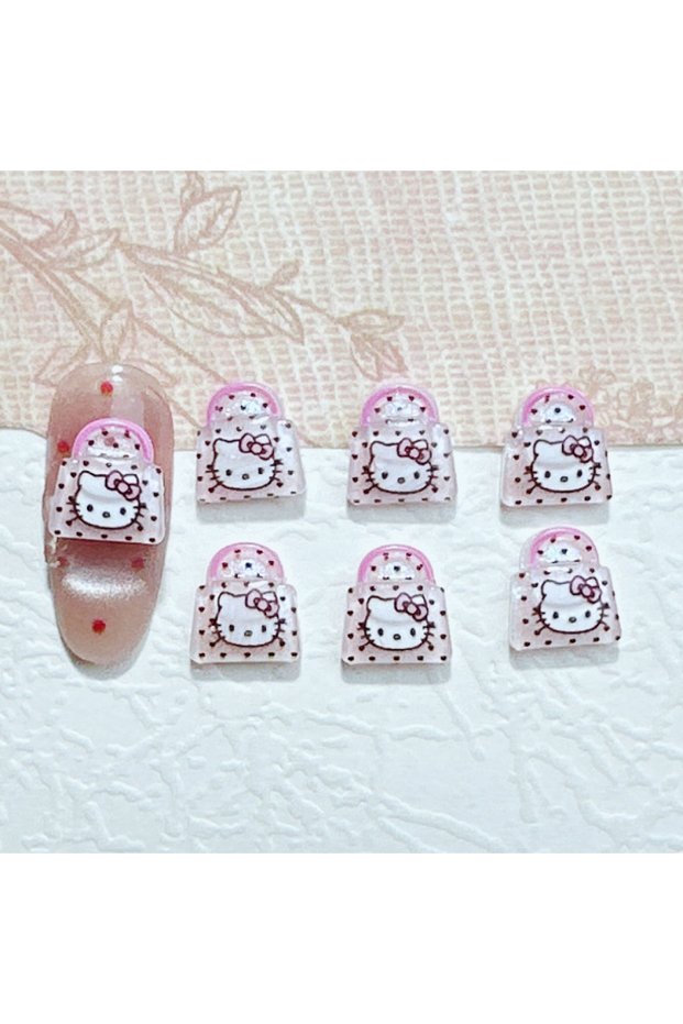 05 100Pcs Unique 3D KT Kitty Nail Charms - Cute Cartoon Resin Nail Art, Trendy Press-On Nail Decor f