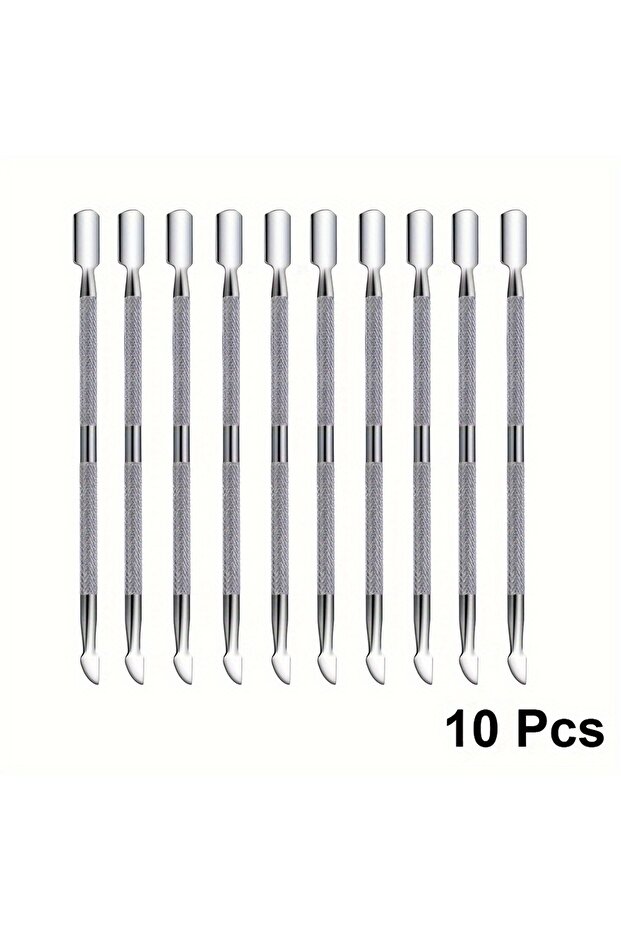 10pcs 3-10pcs Stainless Steel Nail Art Cleaning Tools Cuticle Pusher Metal Double-ended Spoon Remove