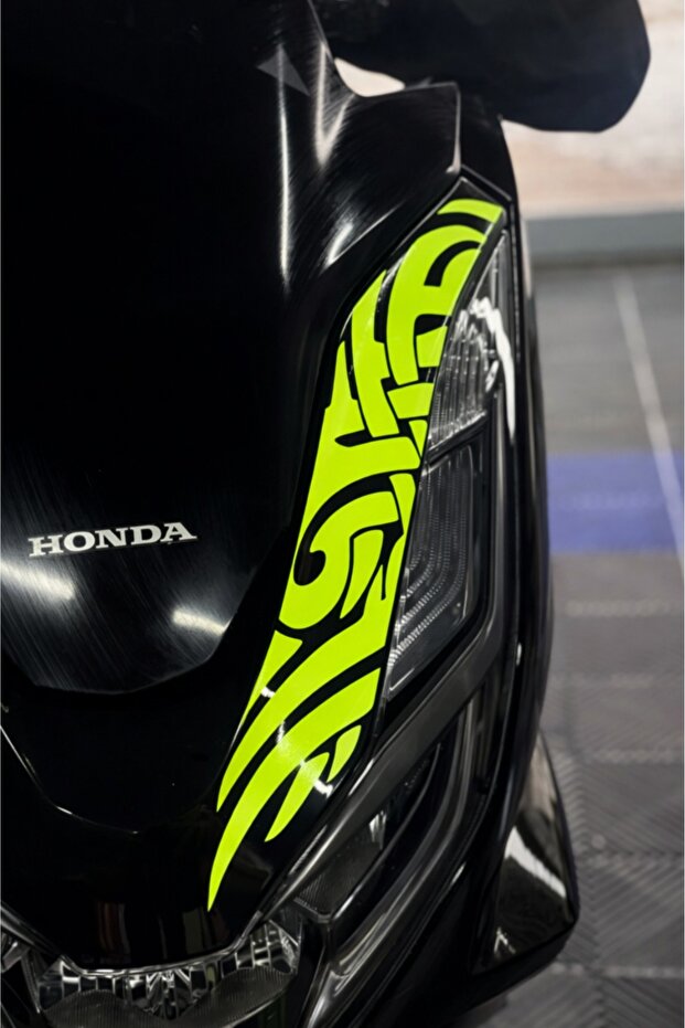 Neon Yellow Color Headlight Top Tribal Pattern Sticker Label Compatible with Honda Pcx (Fully Compatible, No Cutting Required)