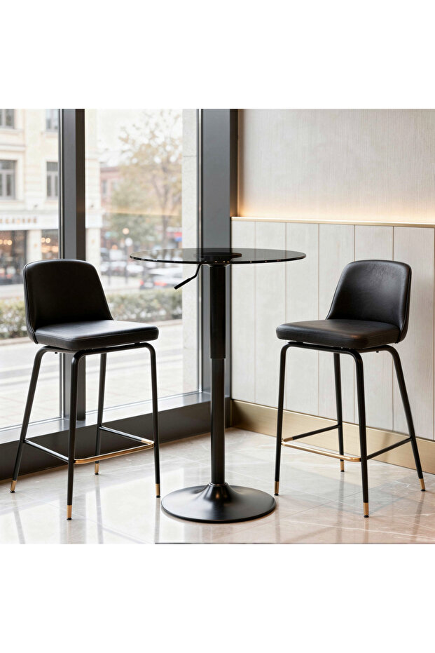 Glass Café Table with Adjustable Height