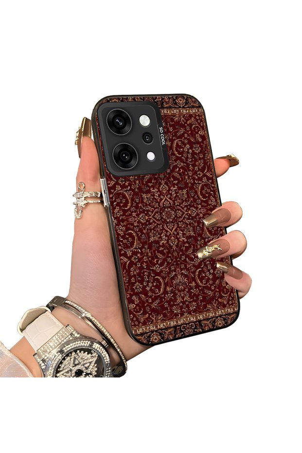 Oppo Reno 14 Pro 5g Compatible Silicone Edge Hard Back Anti-Fall Phone Case with Persian Pattern