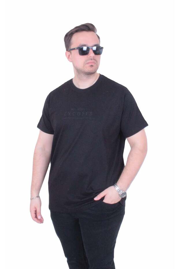 Men's Oversize Crew Neck T-Shirt Excuses 26130 Black