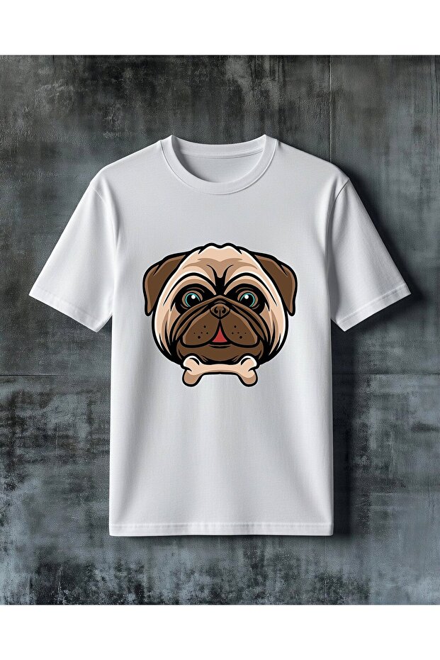 تي شيرت مطبوع عليه pug kopek dostca yuz مقاس كبير