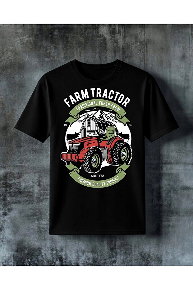 Traditional Farm Red Printed Oversized T-Shirt