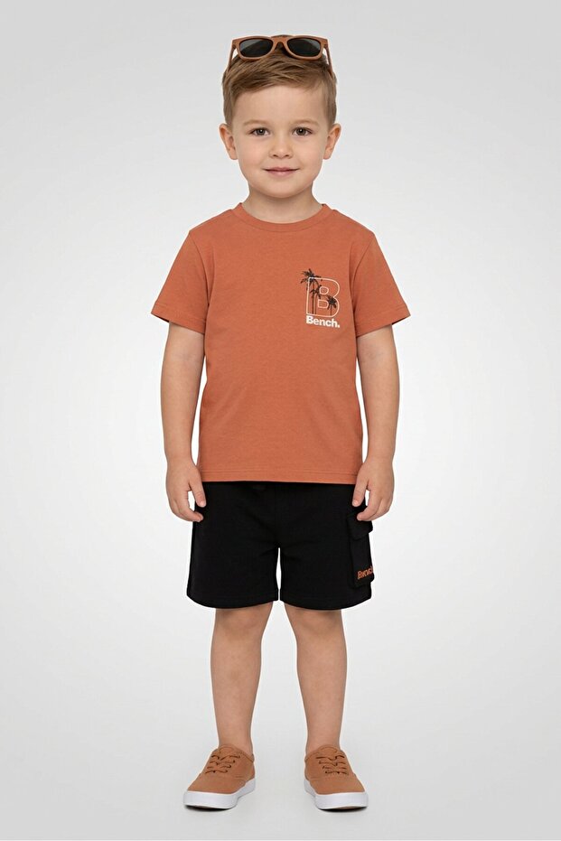 Toddlers Boy 3 Pcs Graphic Print T-Shirt And Shorts With Sunglasses Set, Multicolor