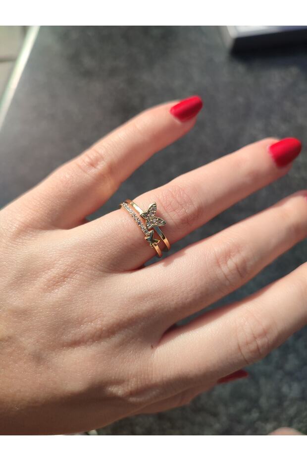 Women's Zircon Stone Double Butterfly Model Ring