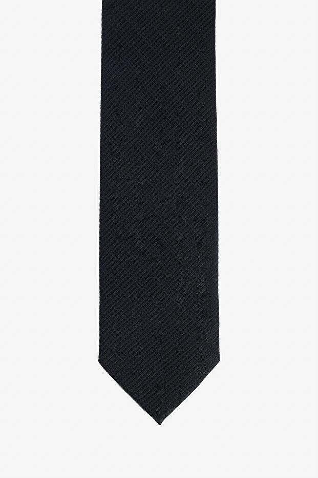 Men's Black Patterned Silk Tie - 2