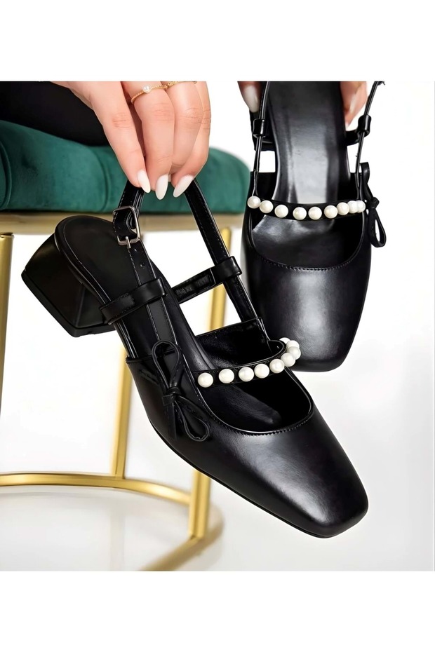 Pearl Short Block Heeled Women's Shoes