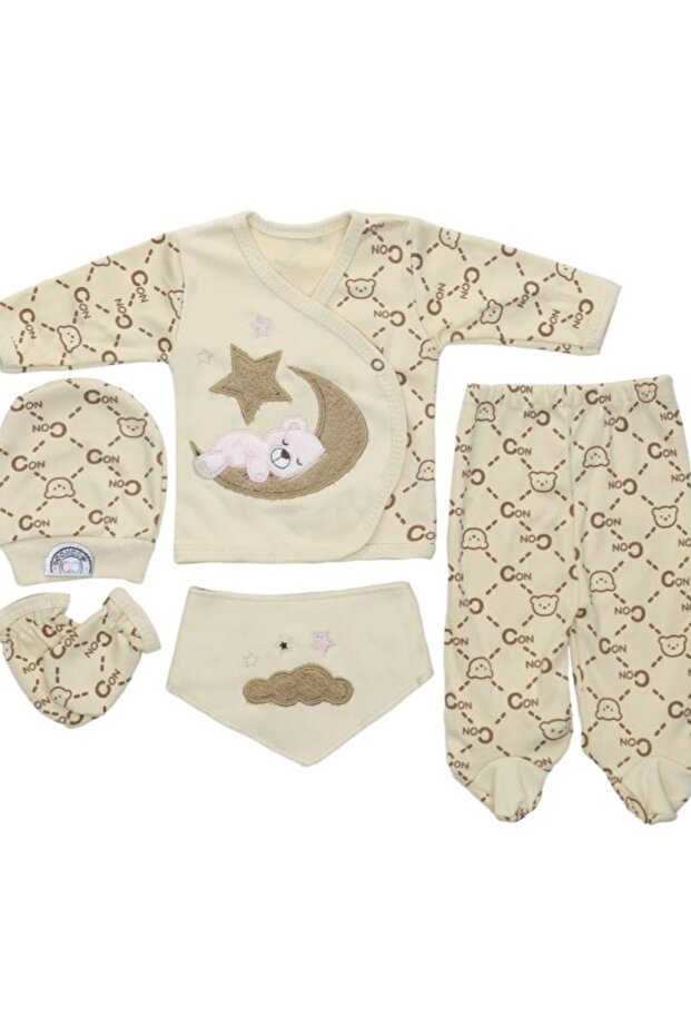 Sleeping Bear Embroidered 5-Piece Newborn Hospital Discharge Set