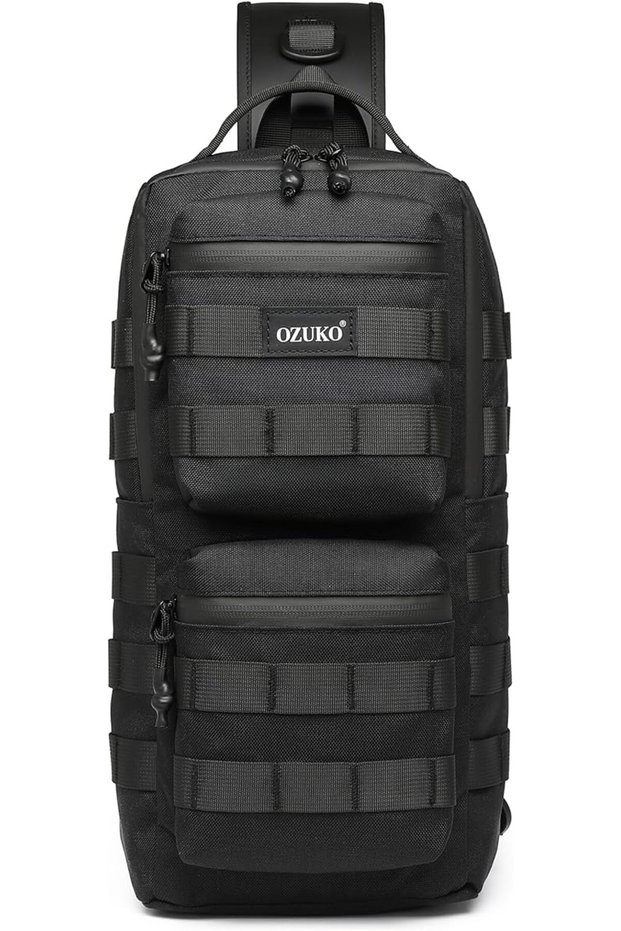 9661 Waterproof Sling Bag for Men, 9L Anti-Theft Crossbody Travel Daypack, Black