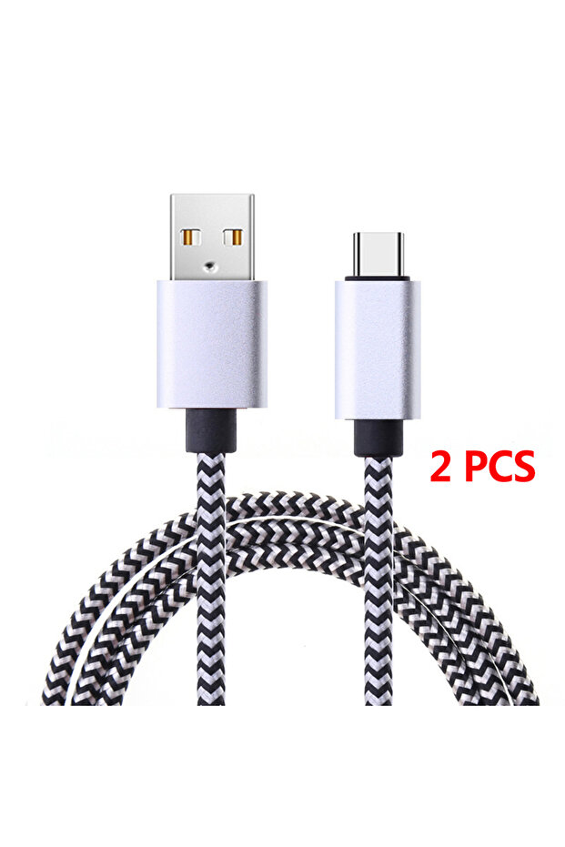 كابل USB نوع C بطول 1 متر، شحن سريع، سلك شحن وبيانات مغلف بالنايلون، متوافق مع الهواتف المحمولة، متوفر بقطعتين أو 1-3 قطع
