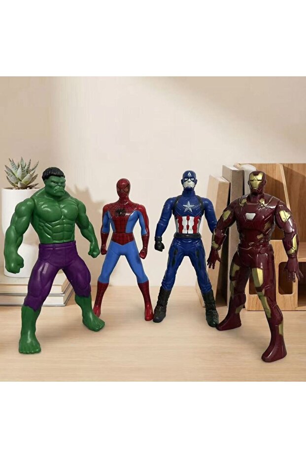 Suit Marvel Series – Spider-Man – Iron Man – The Hulk – Captain America Four-Piece Set Pressed, Rota