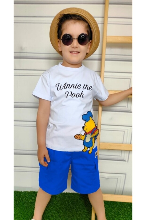Boy's Gabardine Shorts, Single Jersey Top, Appliqué Embroidery Detail, 2-Piece Set