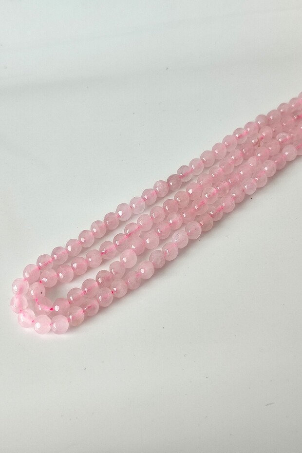 Certified 6 mm Pink Quartz Natural Stone Strand