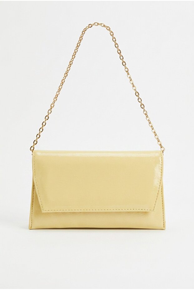 Women's Stylish Hand and Shoulder Bag with Yellow Color Chain Strap