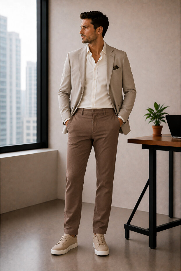 Men's Slim Fit Lycra Casual Trousers – Flexible Comfortable Fit