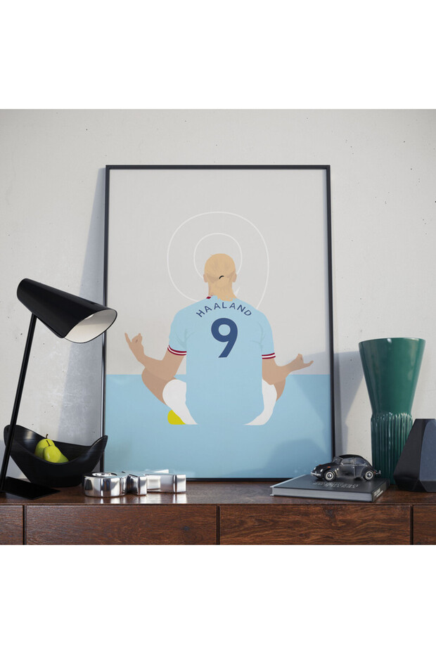 Erling Haaland Celebration Art Poster with Frame 50x40cm
