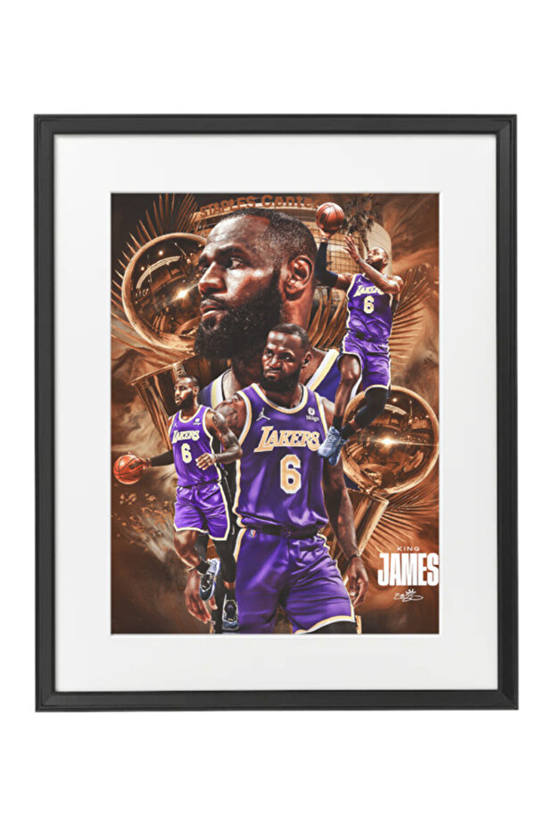LeBron James Basketball Poster with Frame 50x40cm