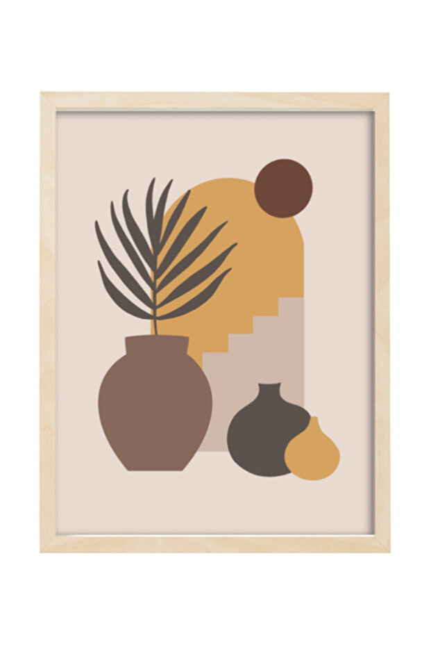 Mid Century Modern Art, Boho Decor, Landscape, Neutral Wall Art Poster with Frame 30x40cm