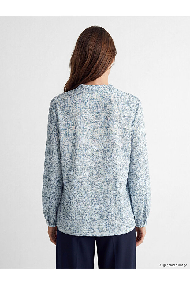 Nevavm Collar Patterned Blouse with a Difference - 4