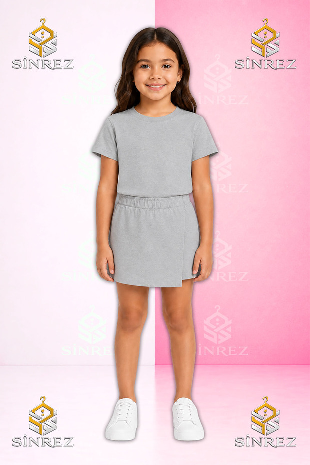 Shorts Skirt Girls' Single Plain Front Closure Detailed 2.Mdl