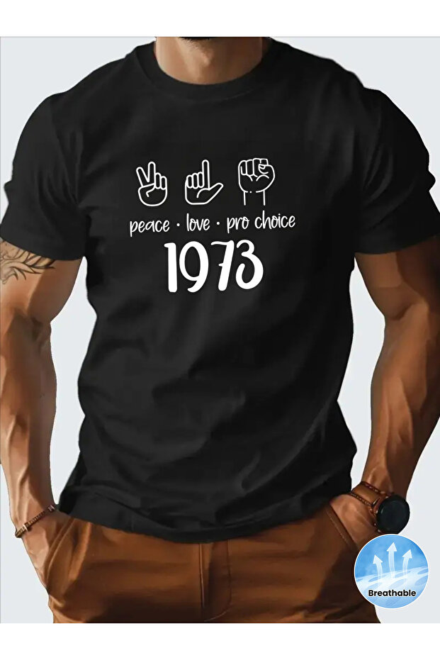 Men's Peace and Love Support Choice 1973 Pattern T-shirt