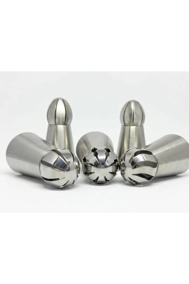 5-Piece Professional Large Size Stainless Steel Cream Squeezers and Ruffle Tips