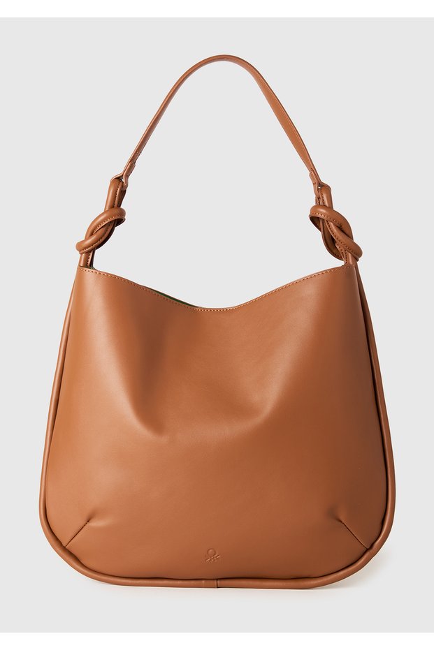 Women's Brown Contrast Color Knotted Hobo Bag