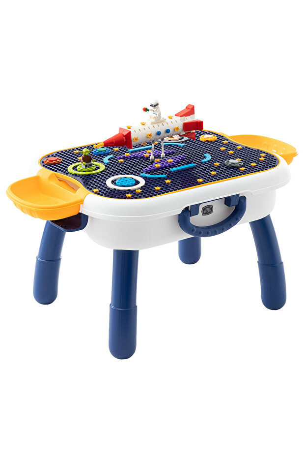 - 4-in-1 Block Activity Table With Blocks - Blue