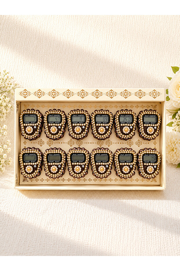 12-Piece Boxed Zikirmatik in Gold Color